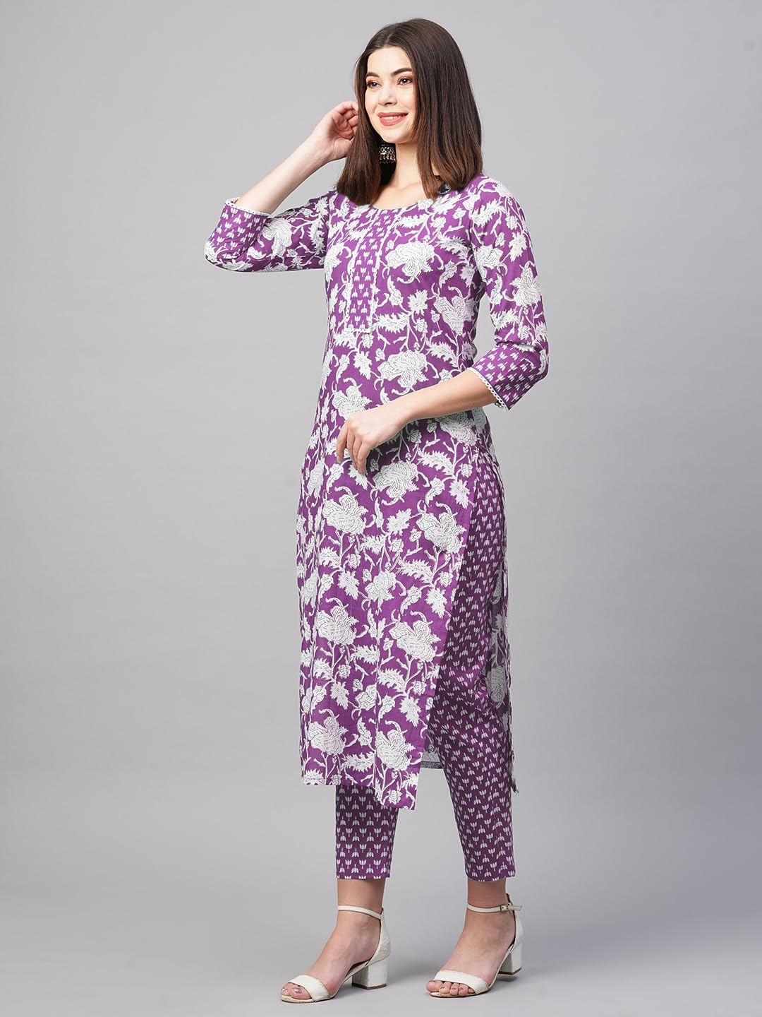 ANNI DESIGNER Women's Cotton Blend Kurta with Pant