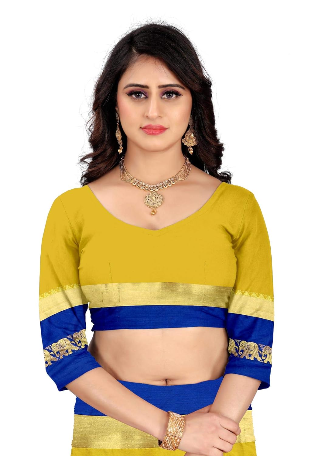 Women's Cotton Silk Plain Zari Work Designer Saree