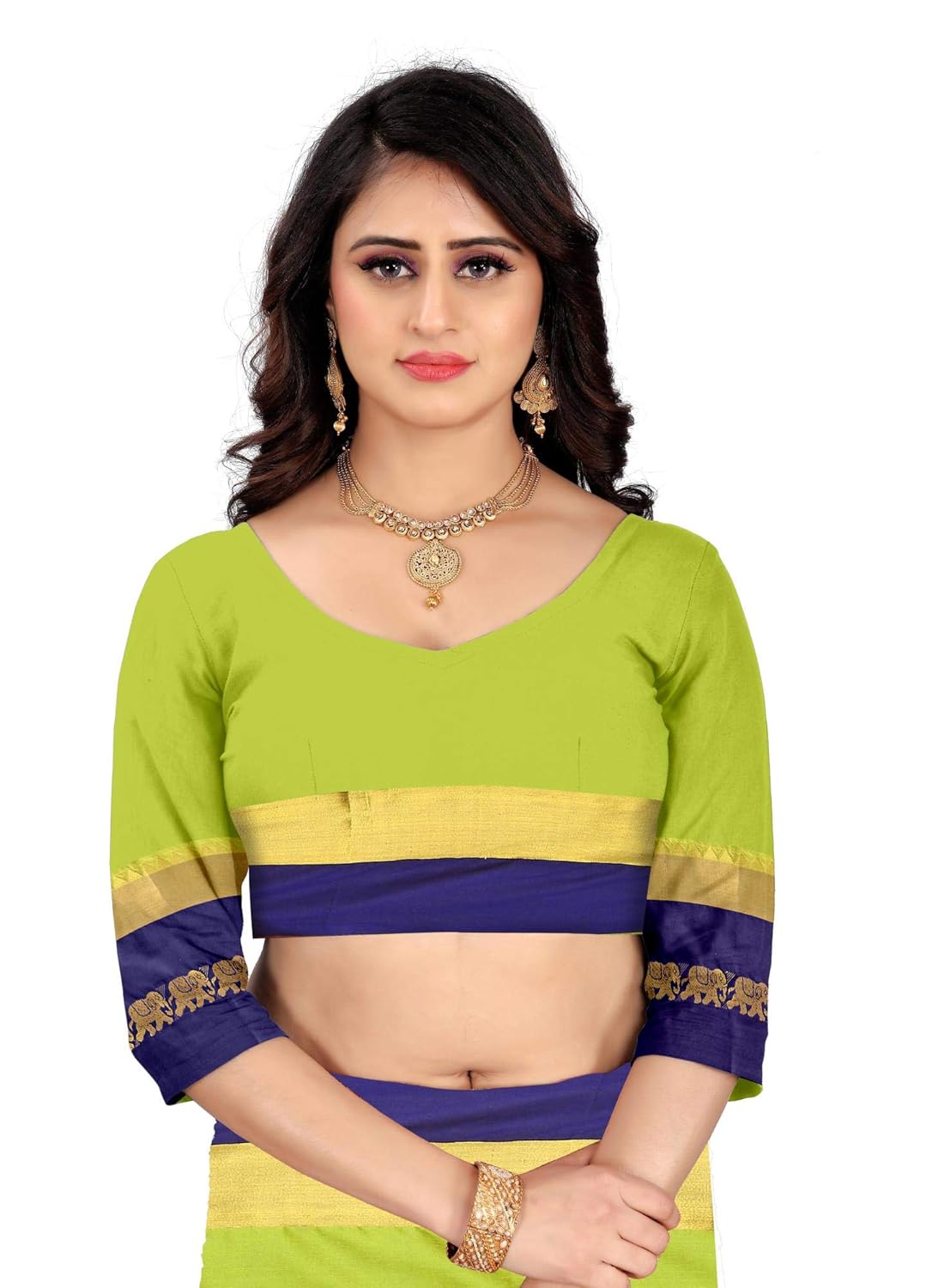 Women's Cotton Silk Plain Zari Work Designer Saree