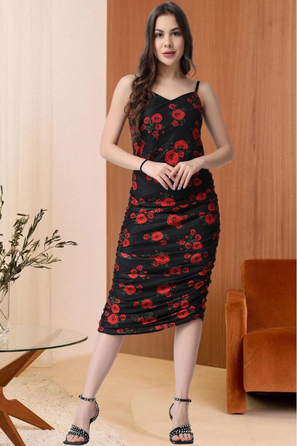 POPWINGS Casual Floral Printed Maxi Length Fit & Flare Dress for Women || Summer Dress for Women || Flare Maxi Dress for Women Stylish || Sleeveless Dress for Women