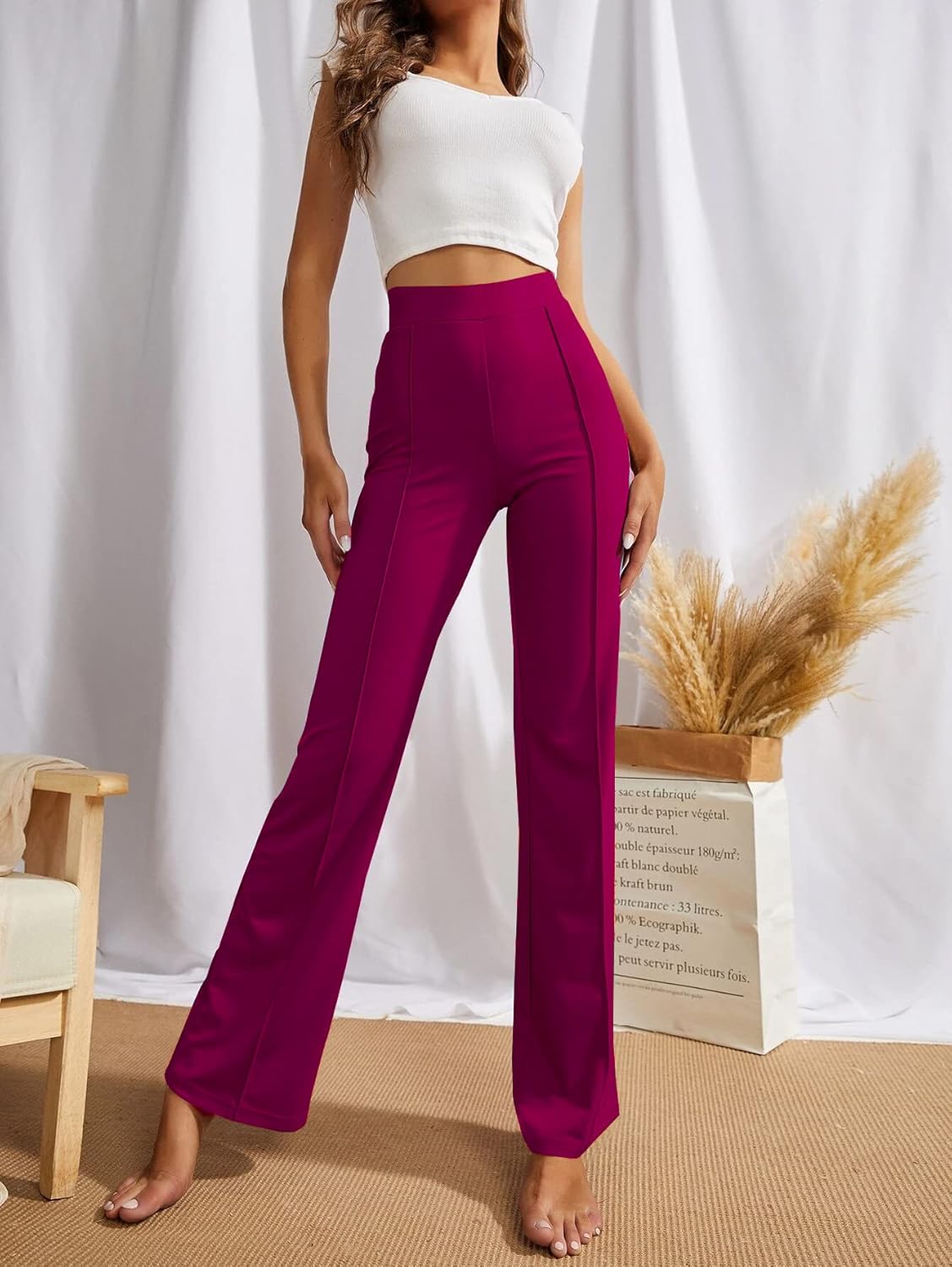 SWADESI STUFF Women's High-Waisted Pant Bell Bottom
