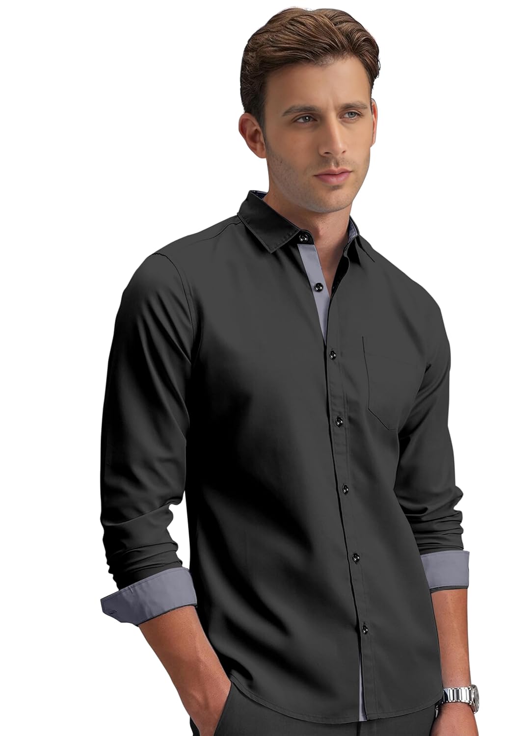Shirt's Collection Solid Pattern Shirt(Contrast - Parent)