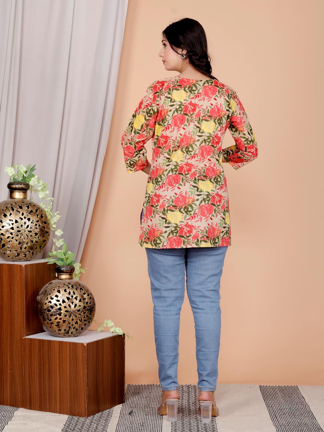 Women's Casual Jaipuri Cotton Printed Short Kurta