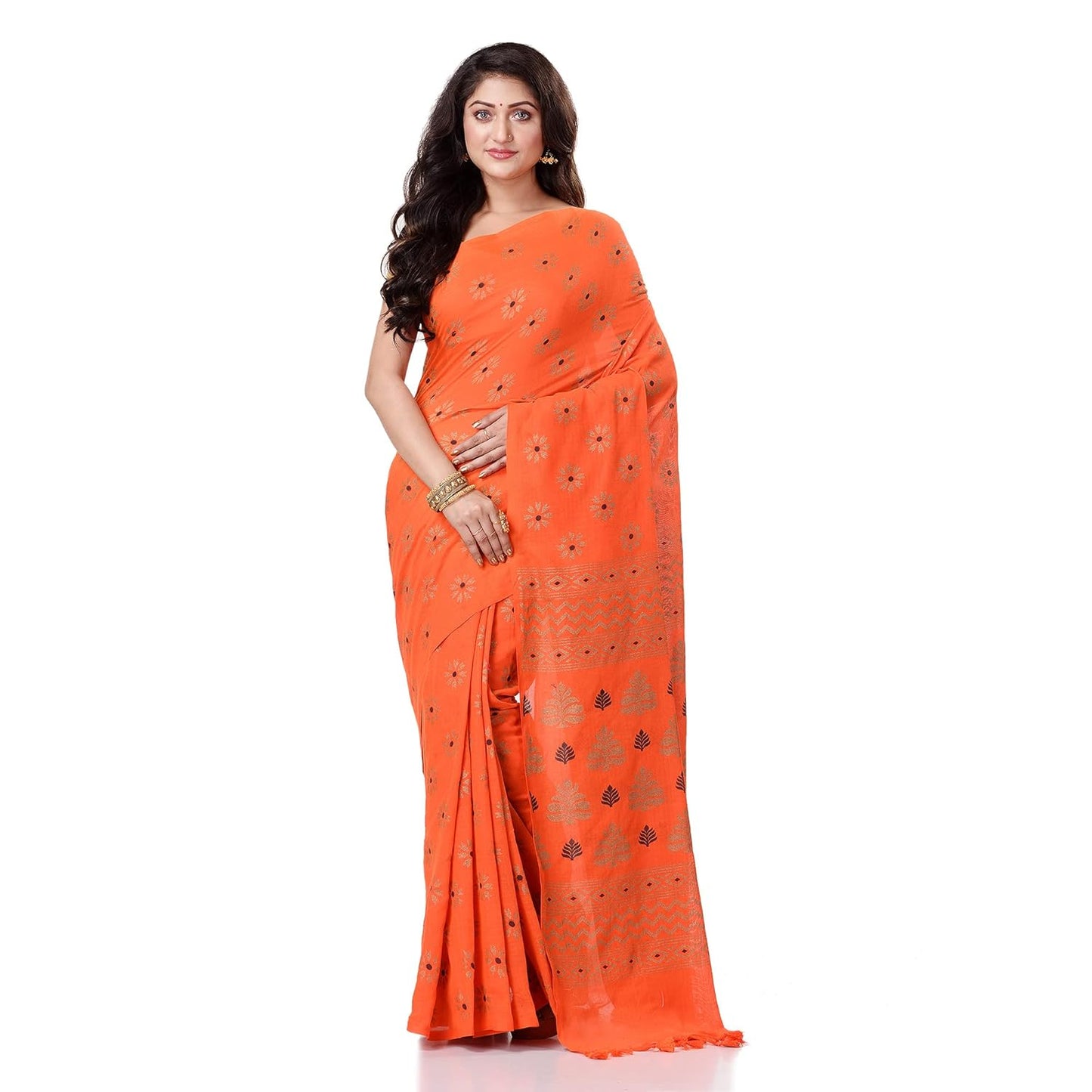 Women`sl Tant Work Design Soft Saree With Blouse Piece