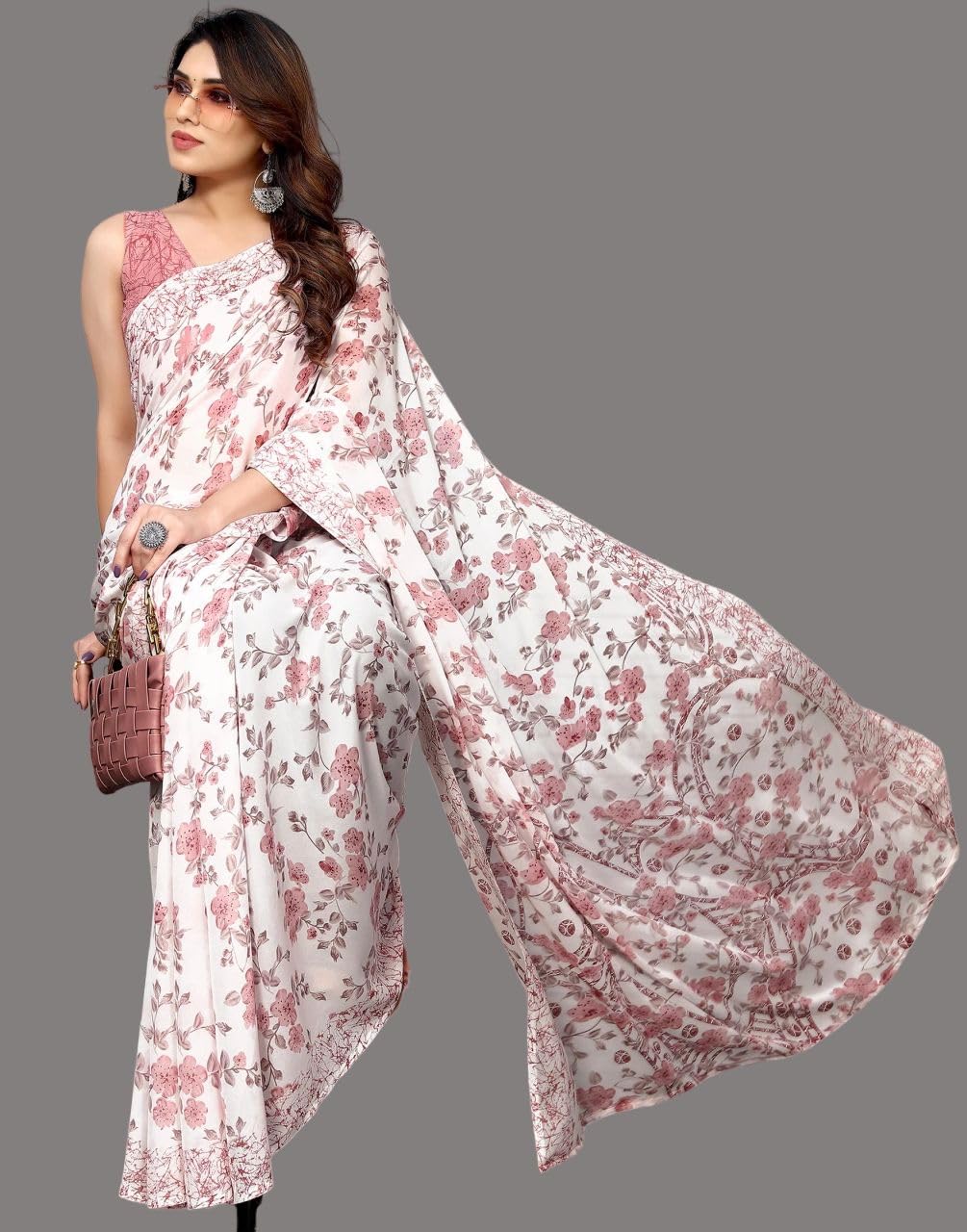 FASHION Women's Georgette Floral Printed Saree