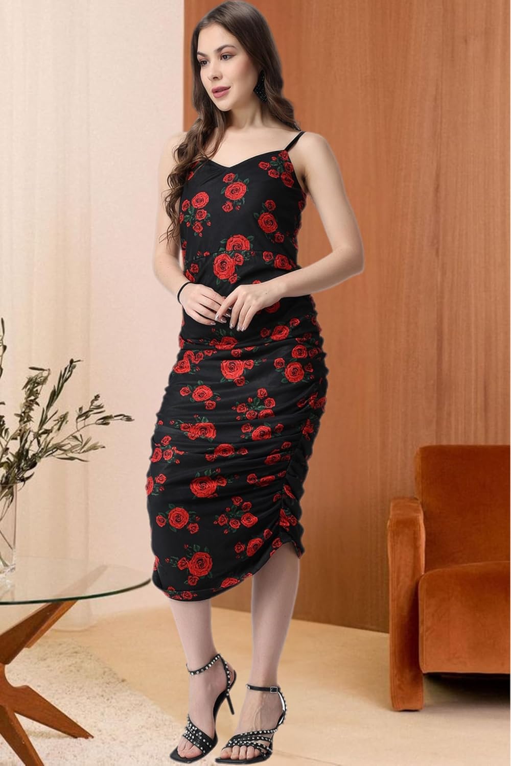 POPWINGS Casual Floral Printed Maxi Length Fit & Flare Dress for Women || Summer Dress for Women || Flare Maxi Dress for Women Stylish || Sleeveless Dress for Women