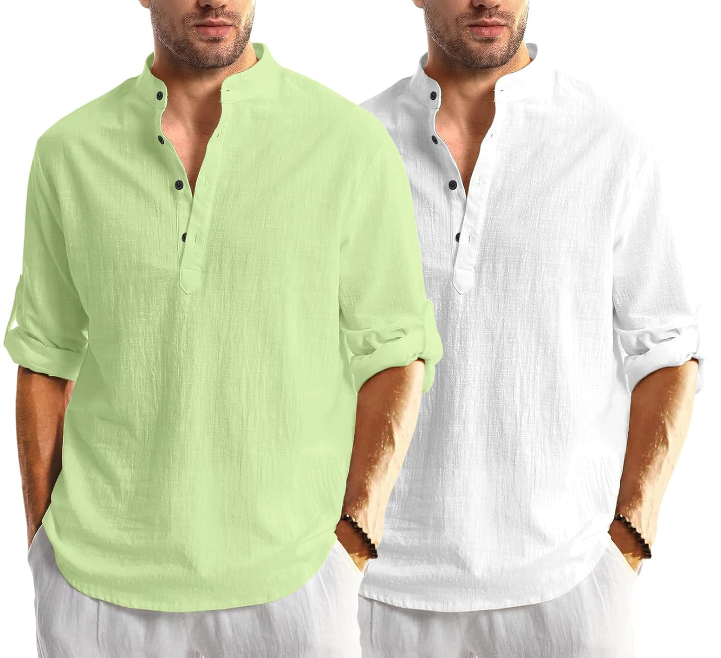 Men Solid Cotton Blend Straight Kurta Shirt Pack of 2