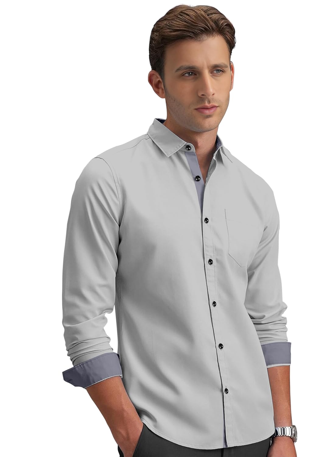 Shirt's Collection Solid Pattern Shirt(Contrast - Parent)