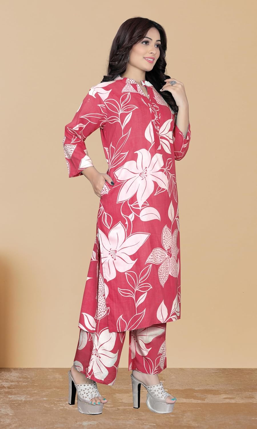 Women's Rayon Viscose Floral Print Kurta Palazzo