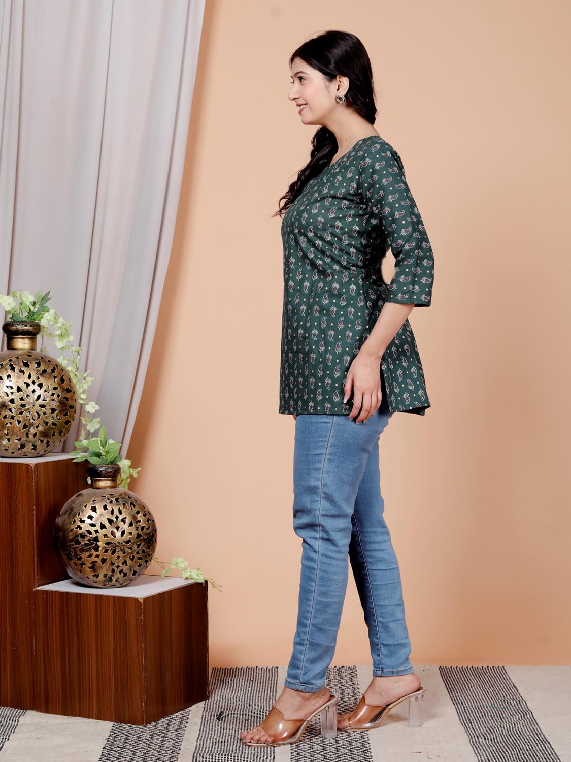Women's Casual Jaipuri Cotton Printed Short Kurta