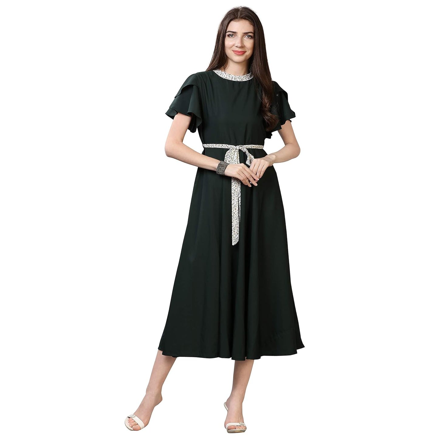OOMPH! Women's Crepe A-Line Maxi Dress