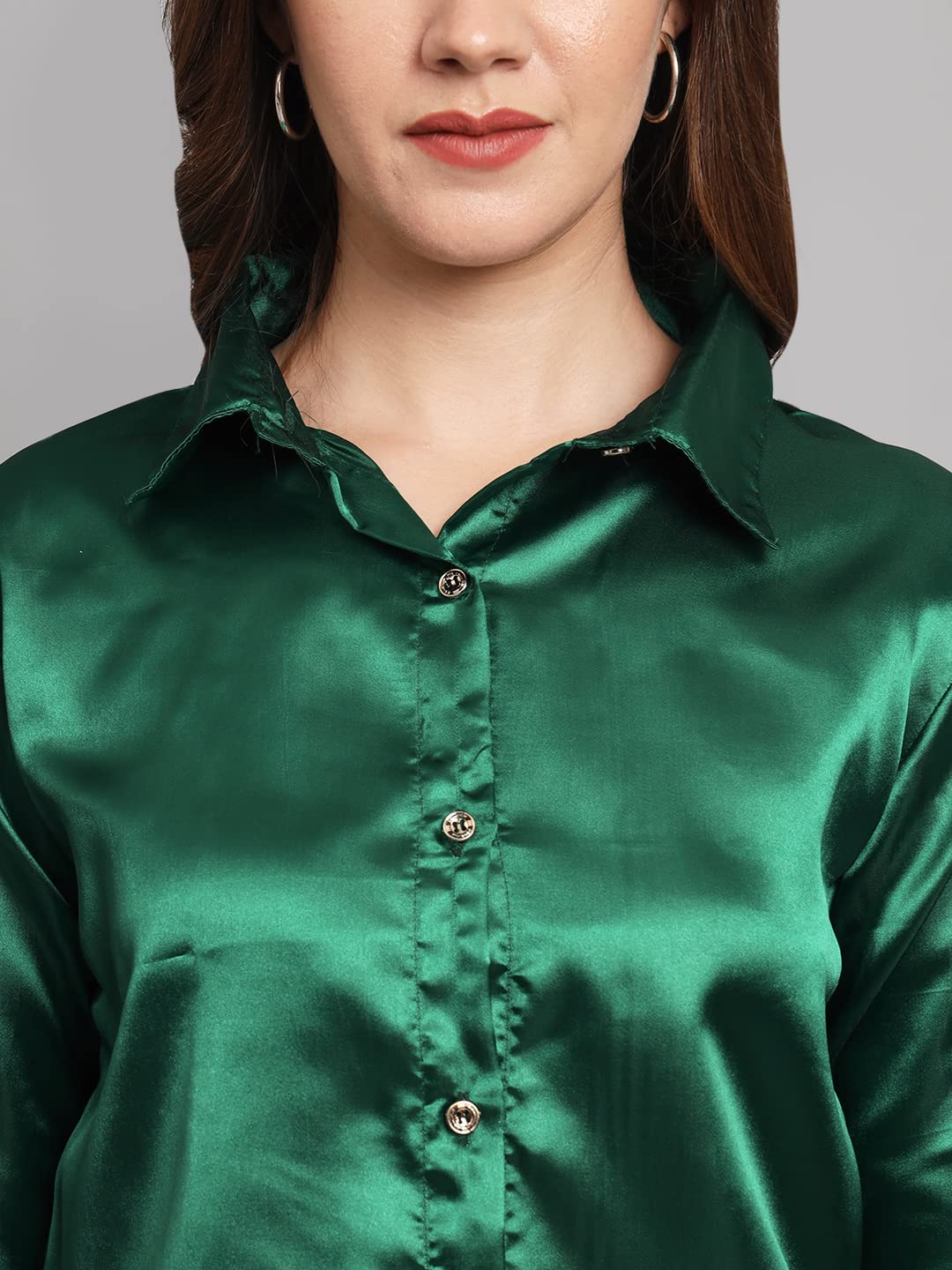 FUNDAY FASHION Women Solid Formal Satin Regular Fit Shirt