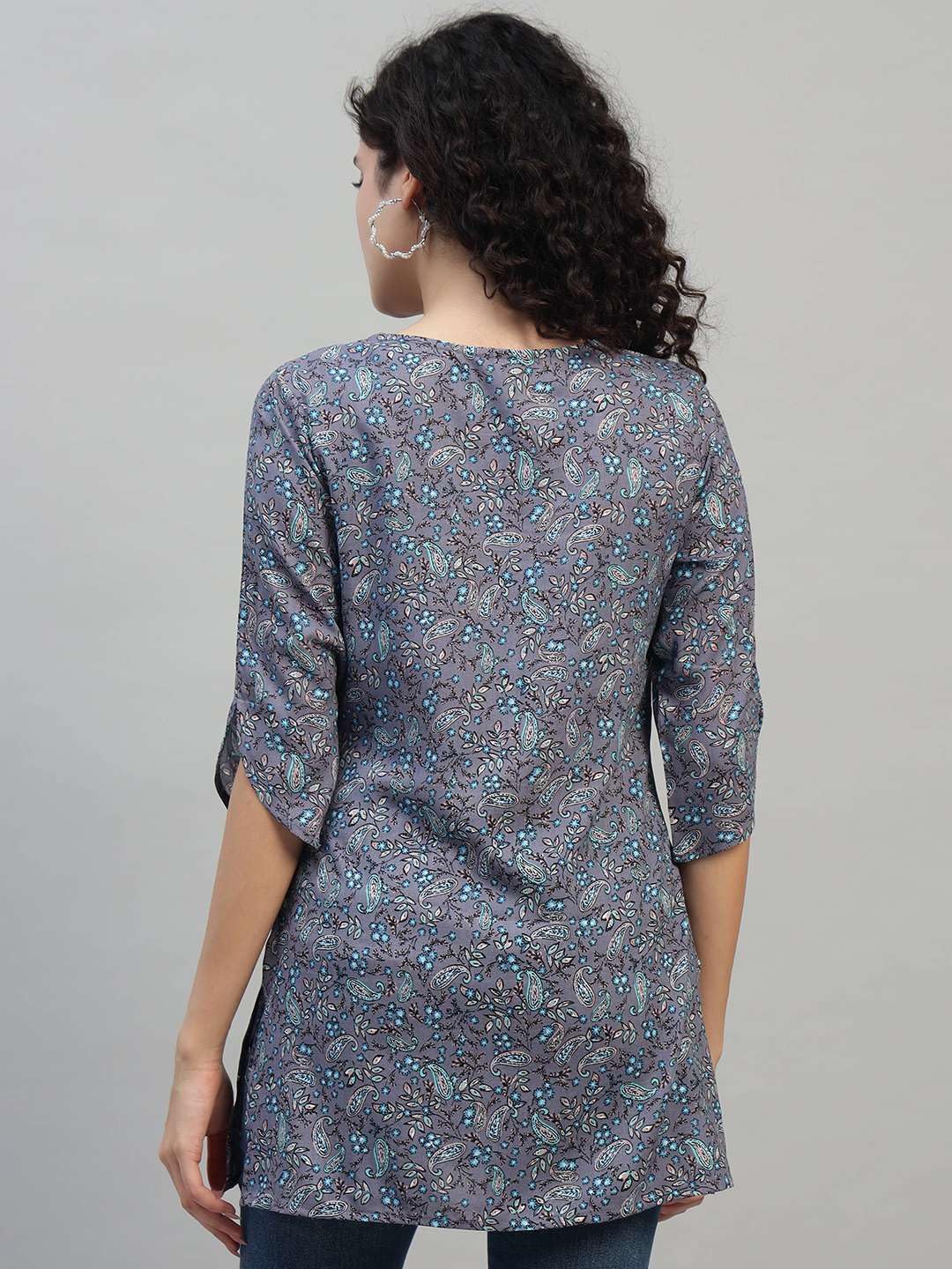 VEERSTOW Women's Cotton Short Kurti 3/4 Sleeve