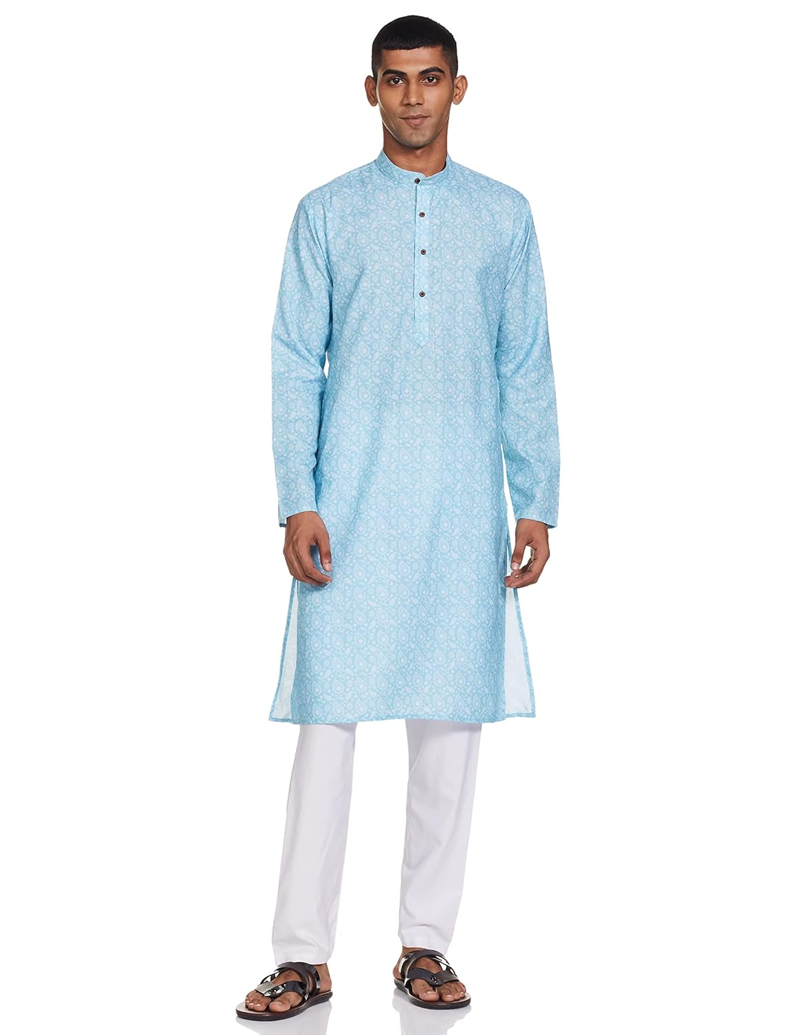 Luxrio Kurta for Men Cotton Blend Long Printed Straight Fit