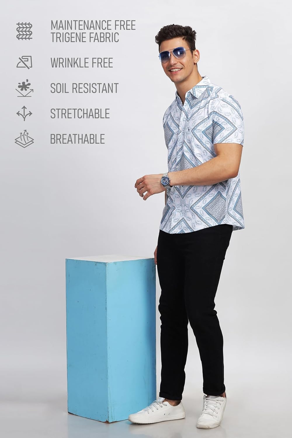 BULLMER Trendy Regular Fit Printed Causal Shirt for Men