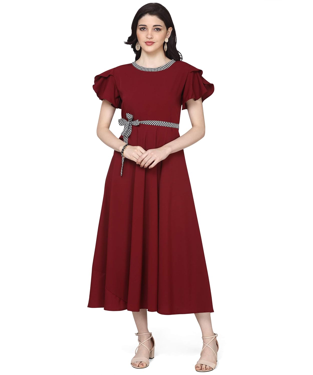 OOMPH! Women's Crepe A-Line Maxi Dress