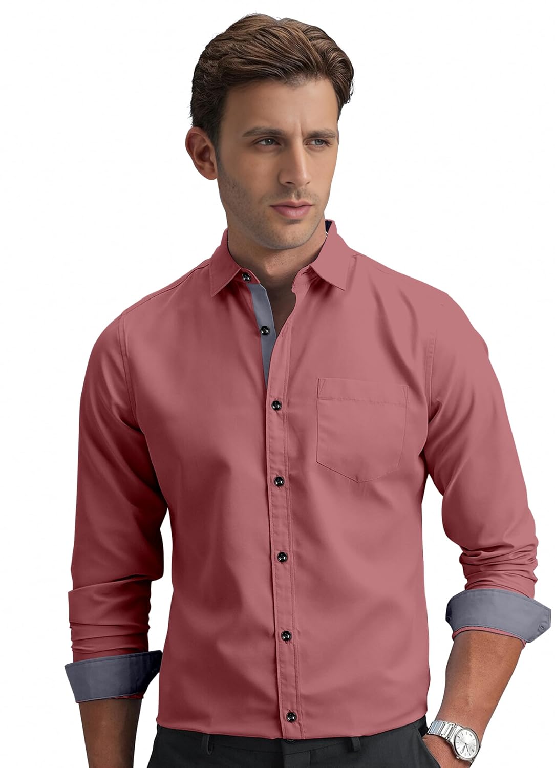 Shirt's Collection Solid Pattern Shirt(Contrast - Parent)