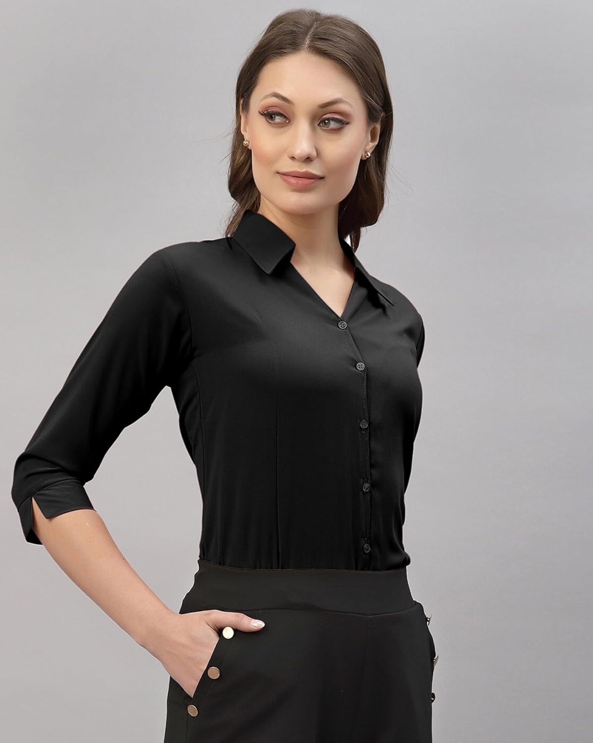 ETHIC GLANCE Women's Poly Viscose Button-Down