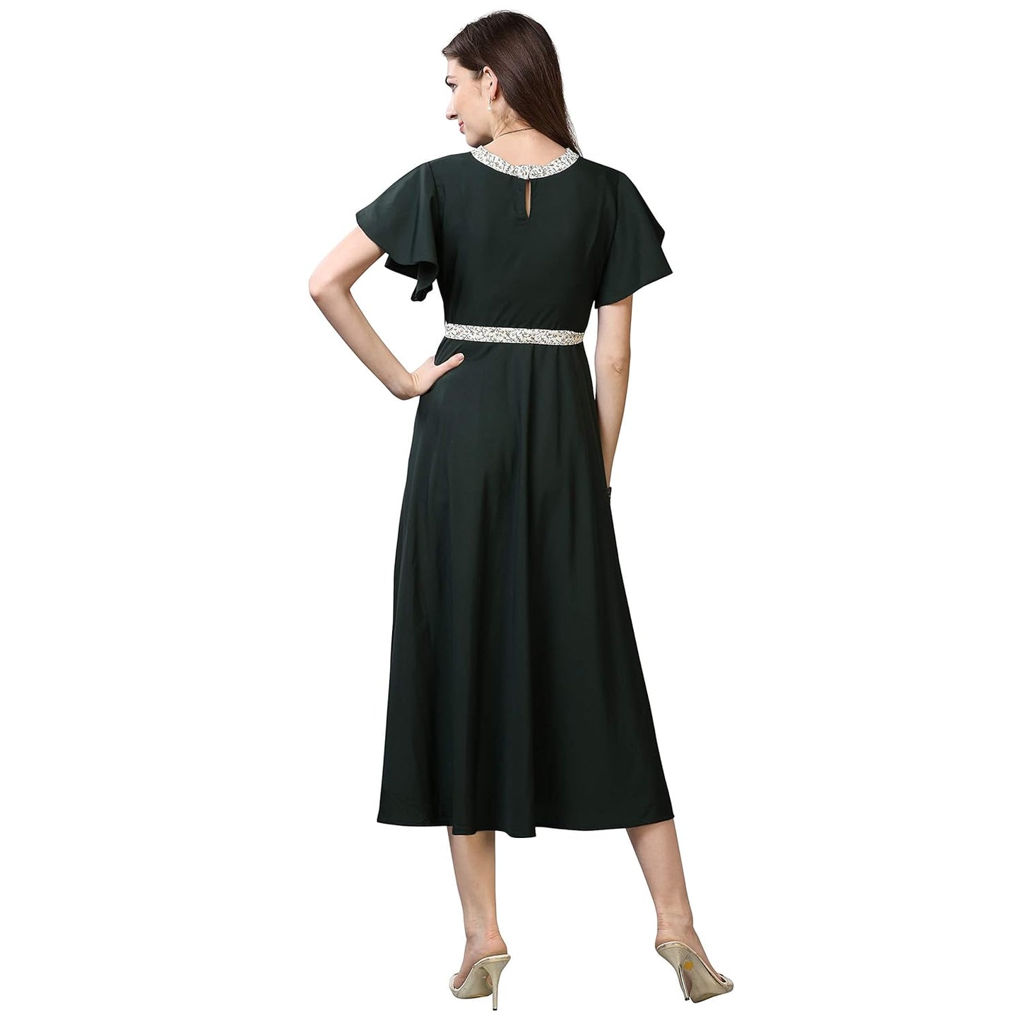 OOMPH! Women's Crepe A-Line Maxi Dress