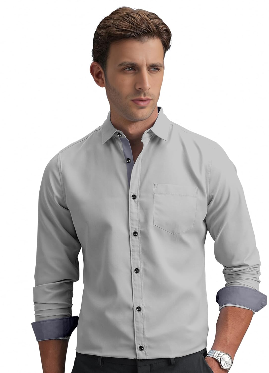 Shirt's Collection Solid Pattern Shirt(Contrast - Parent)