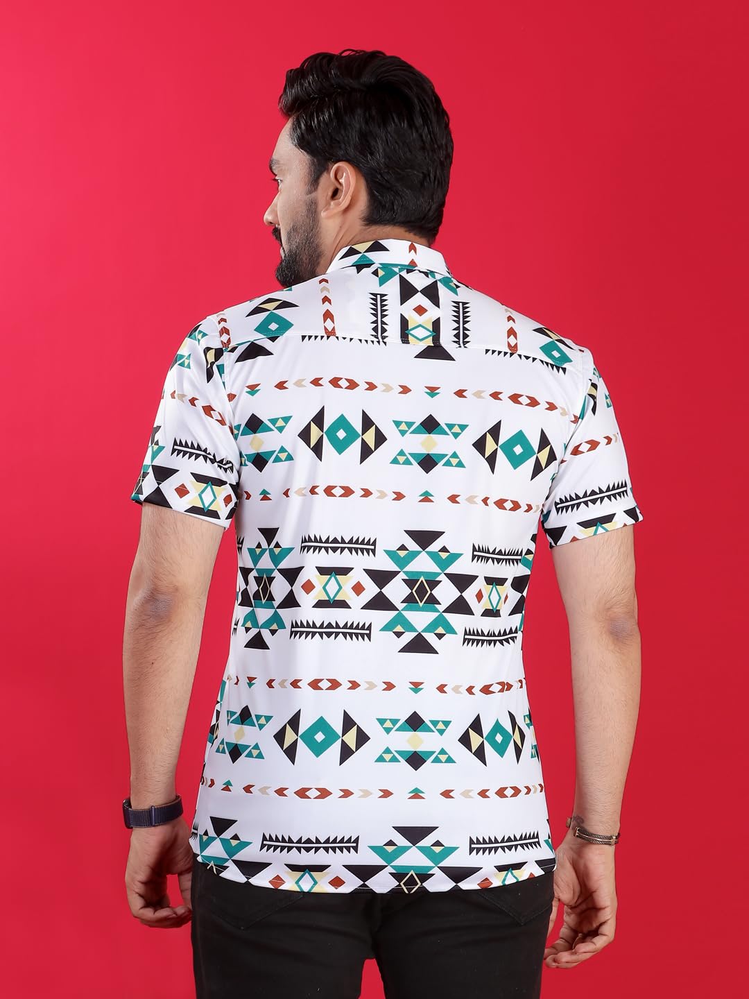FABDECK Men's Short Sleeve Shirt, Aztec Geometric