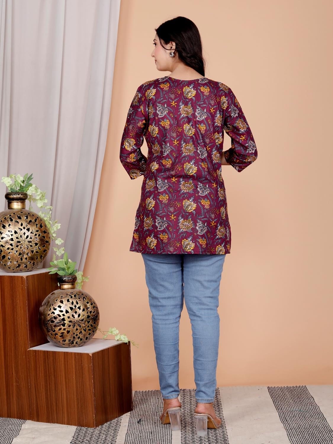 Women's Casual Jaipuri Cotton Printed Short Kurta