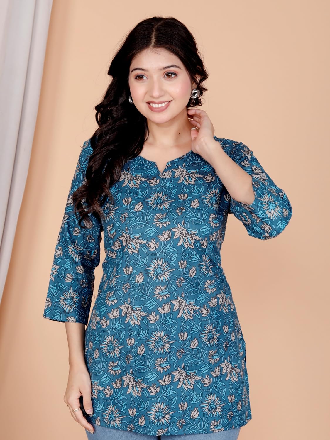 Women's Casual Jaipuri Cotton Printed Short Kurta