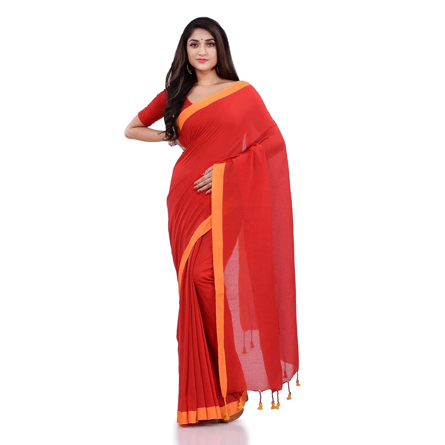 Women`s Handloom Pure Cotton Saree Without blouse