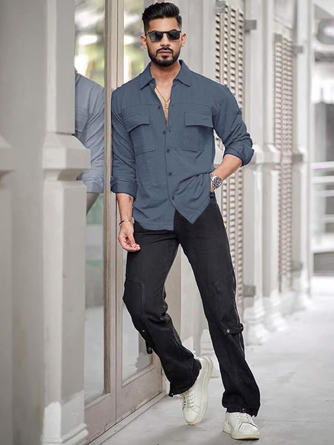 IndoPrimo Men's Regular Fit Fancy Double Pocket