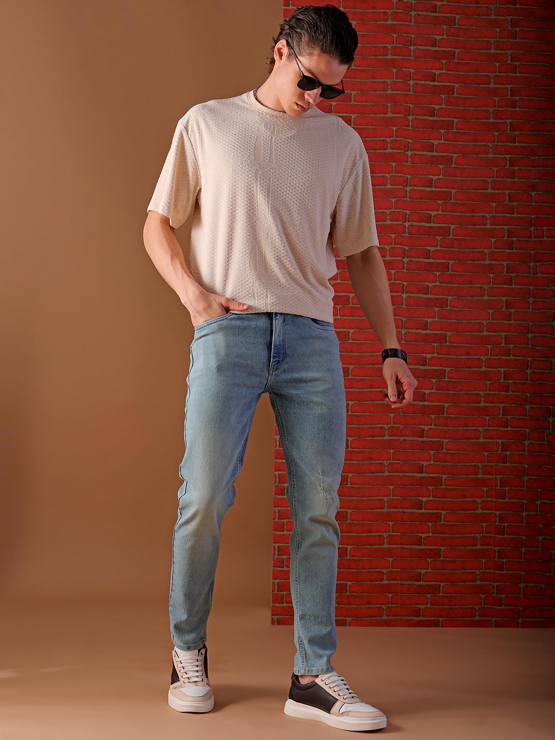 The Indian Garage Co Men Mid Rise Slim Fit Solid