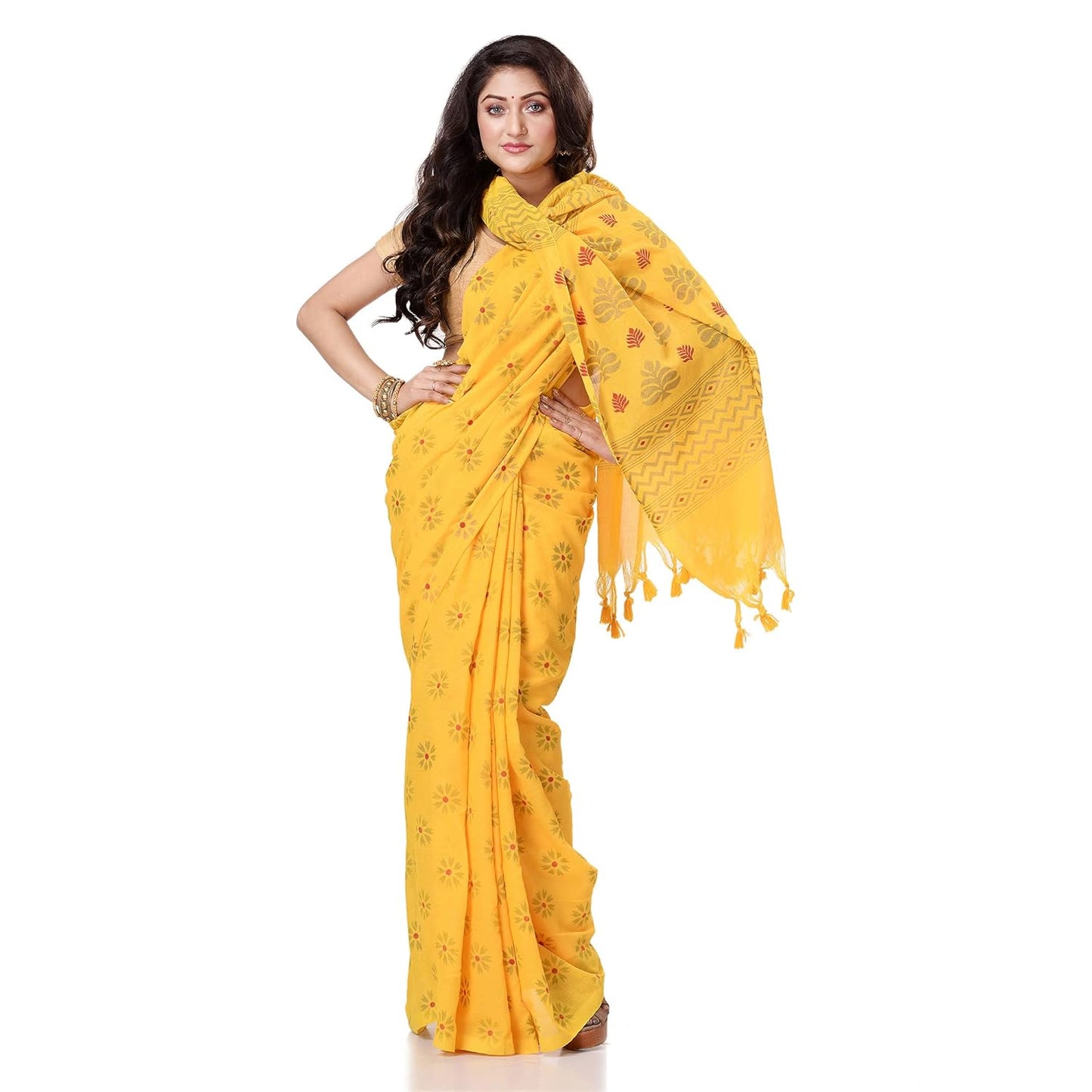 Women`sl Tant Work Design Soft Saree With Blouse Piece