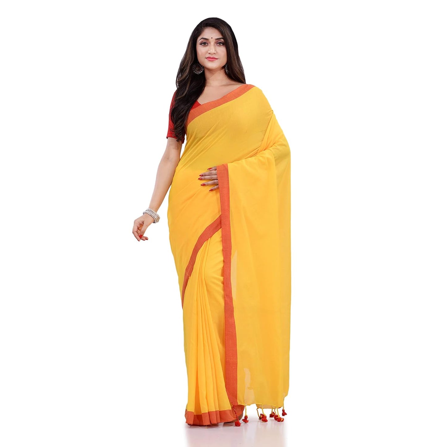 Women`s Handloom Pure Cotton Saree Without blouse