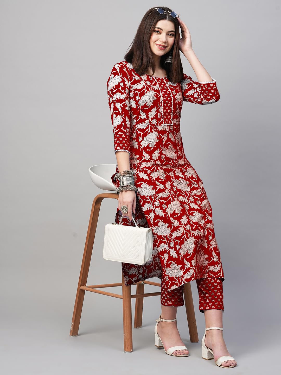 ANNI DESIGNER Women's Cotton Blend Kurta with Pant