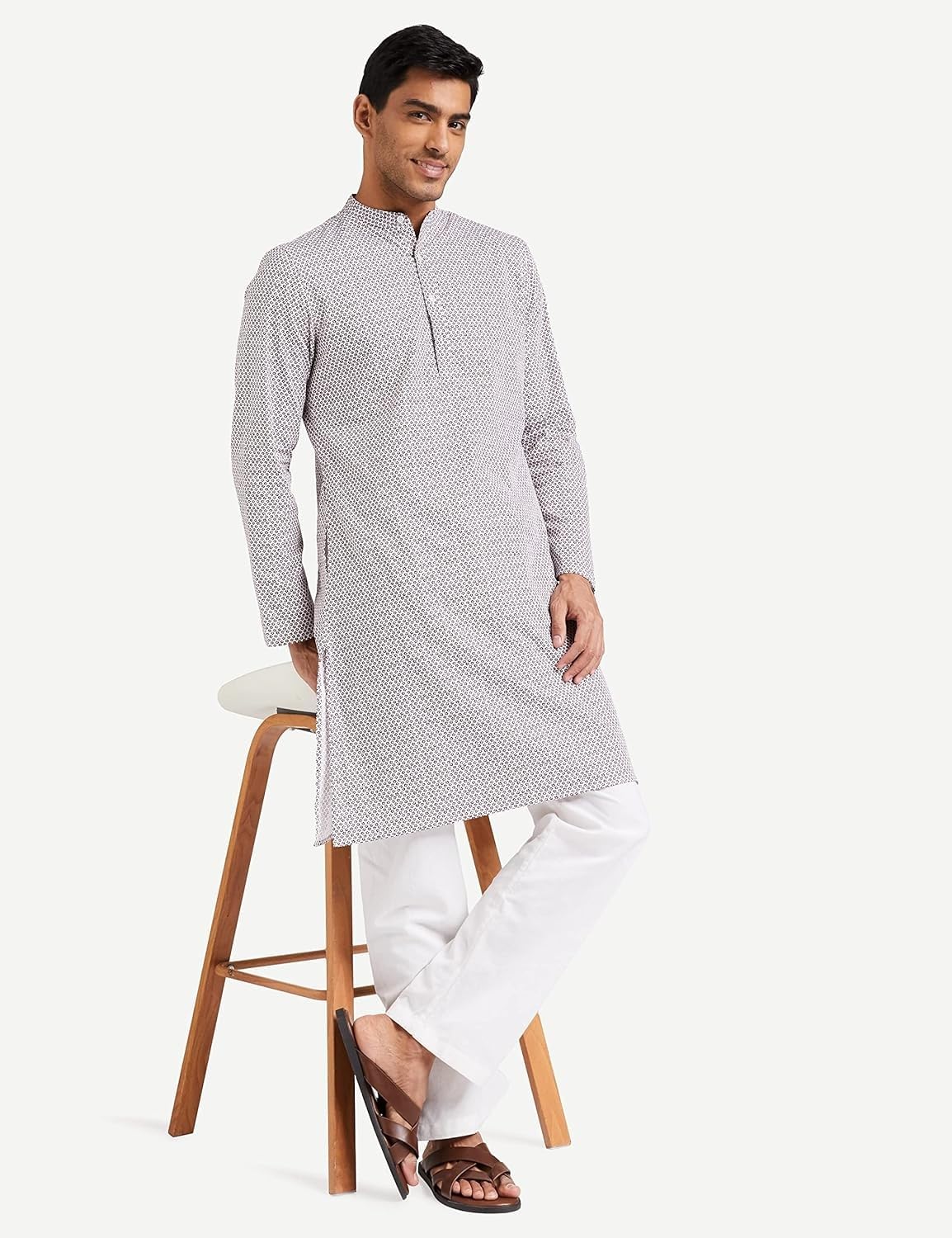 Symbol Men's Cotton Printed Long Kurta