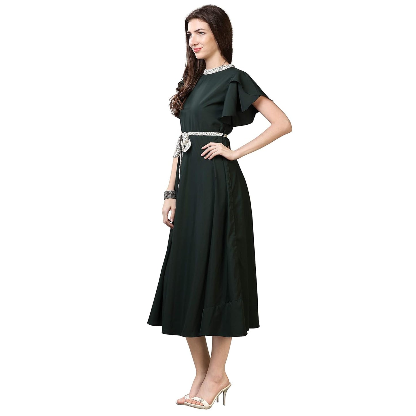 OOMPH! Women's Crepe A-Line Maxi Dress