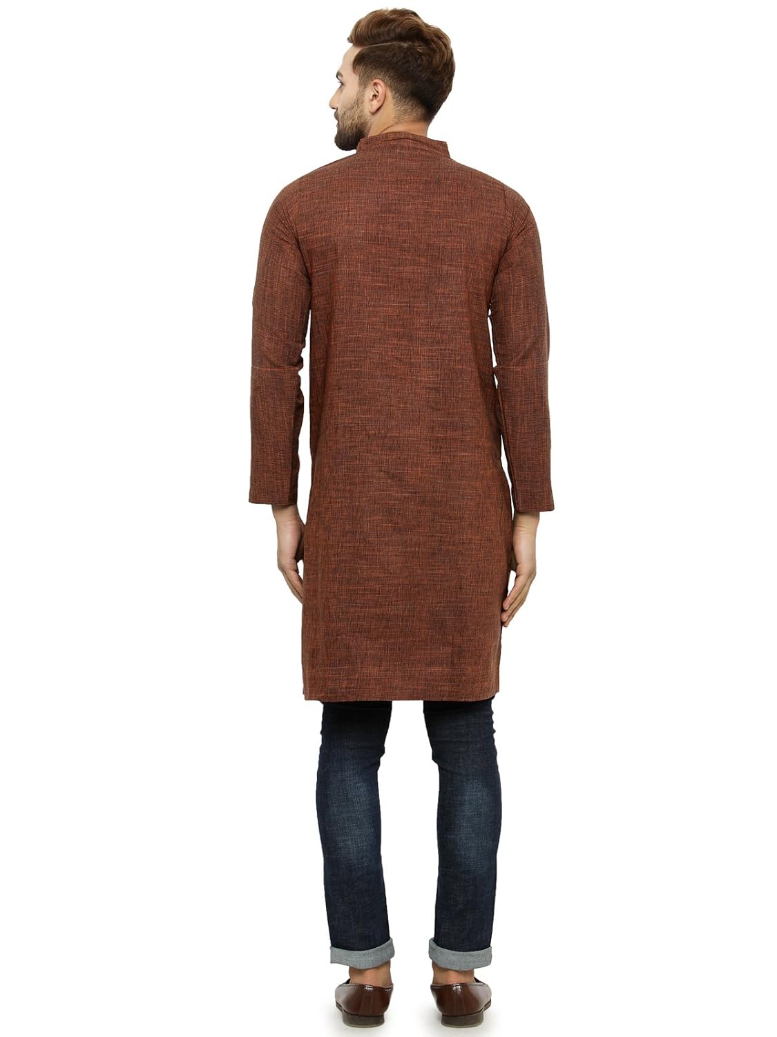 Enchanted Drapes Mens' Solid Cotton Long Kurta