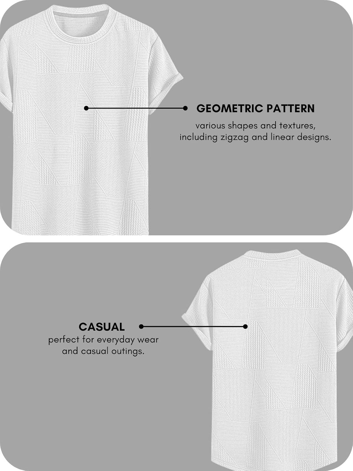 GRECIILOOKS T Shirt for Men Cotton | Textured Oversized