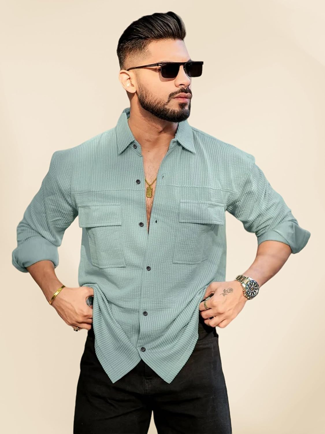 IndoPrimo Men's Regular Fit Fancy Double Pocket