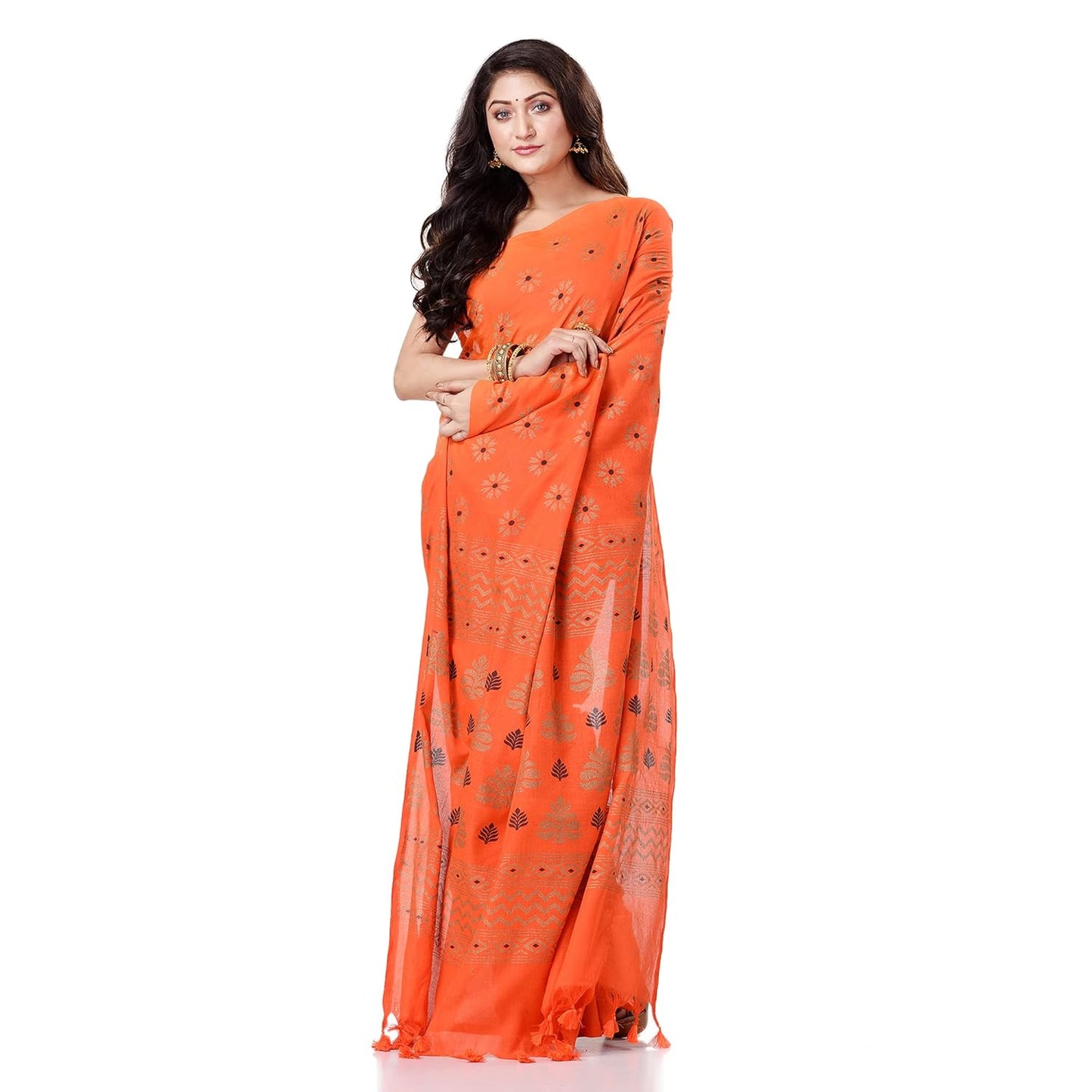 Women`sl Tant Work Design Soft Saree With Blouse Piece