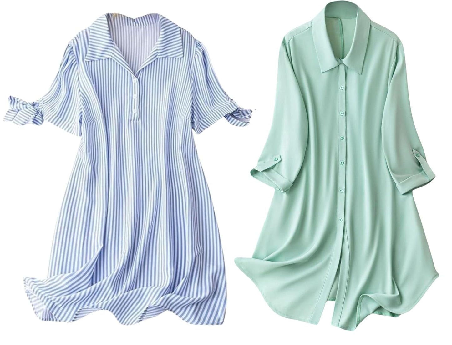 Leriya Fashion Women's Shirt Dress Knee Length Dress | Loose Fit | Button-Down | | 3/4 Sleeve | Summer Wear | Available in (Pack of 2 | Value Pack)