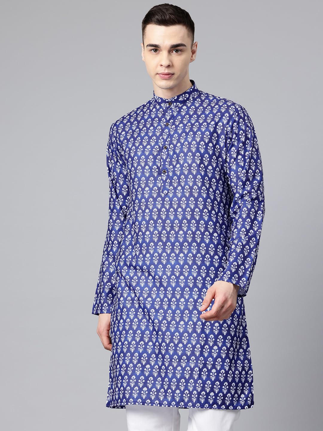 Luxrio Printed Kurta for Men Cotton Blend Linen Abstract
