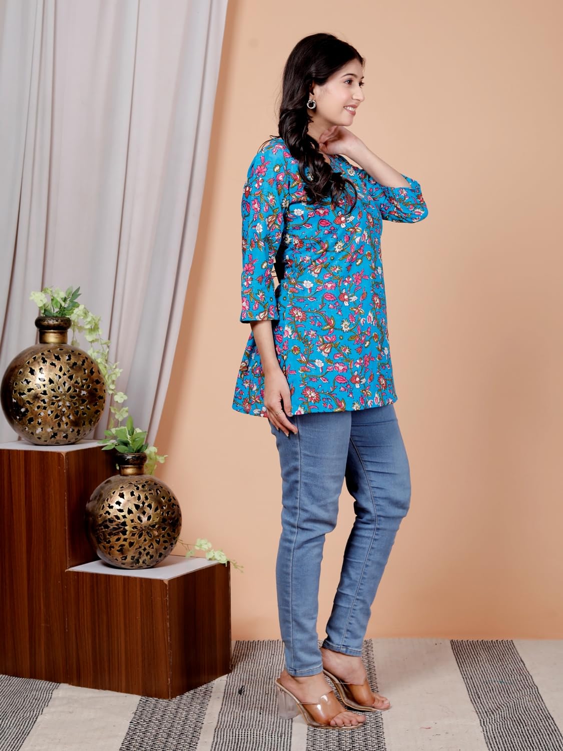 Women's Casual Jaipuri Cotton Printed Short Kurta