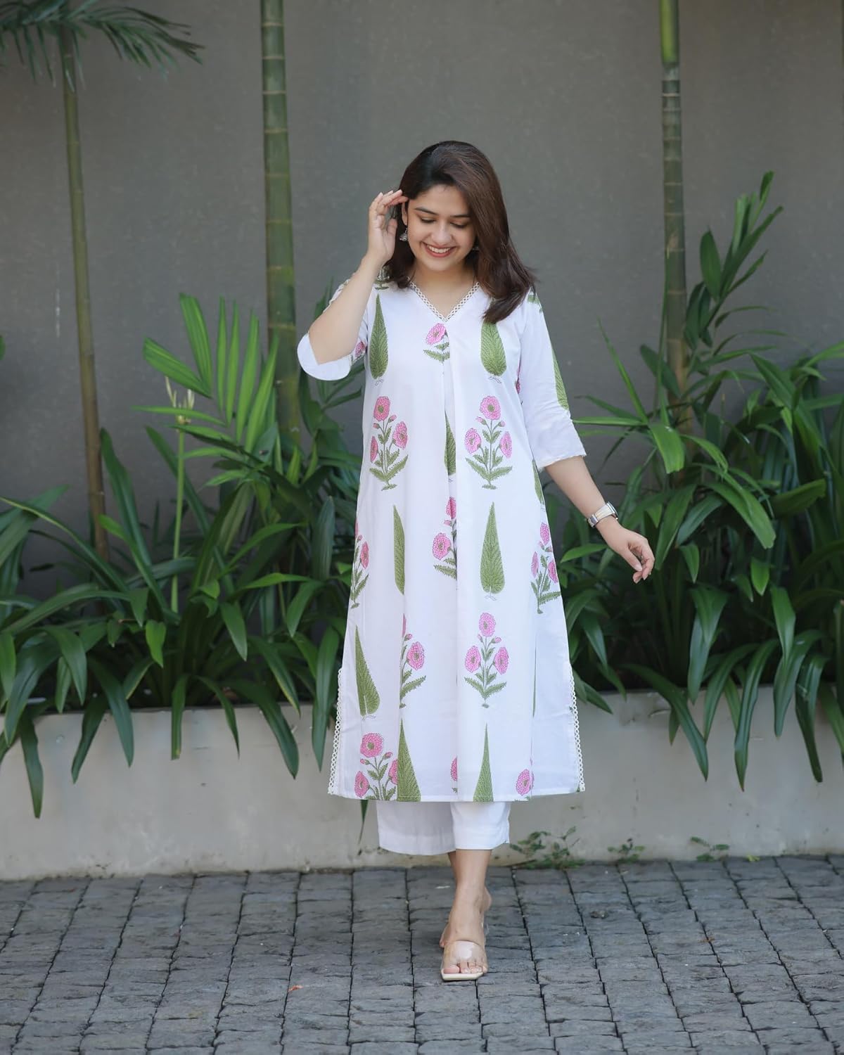 Women's Rayon Viscose A-Line Printed Kurta with Pant