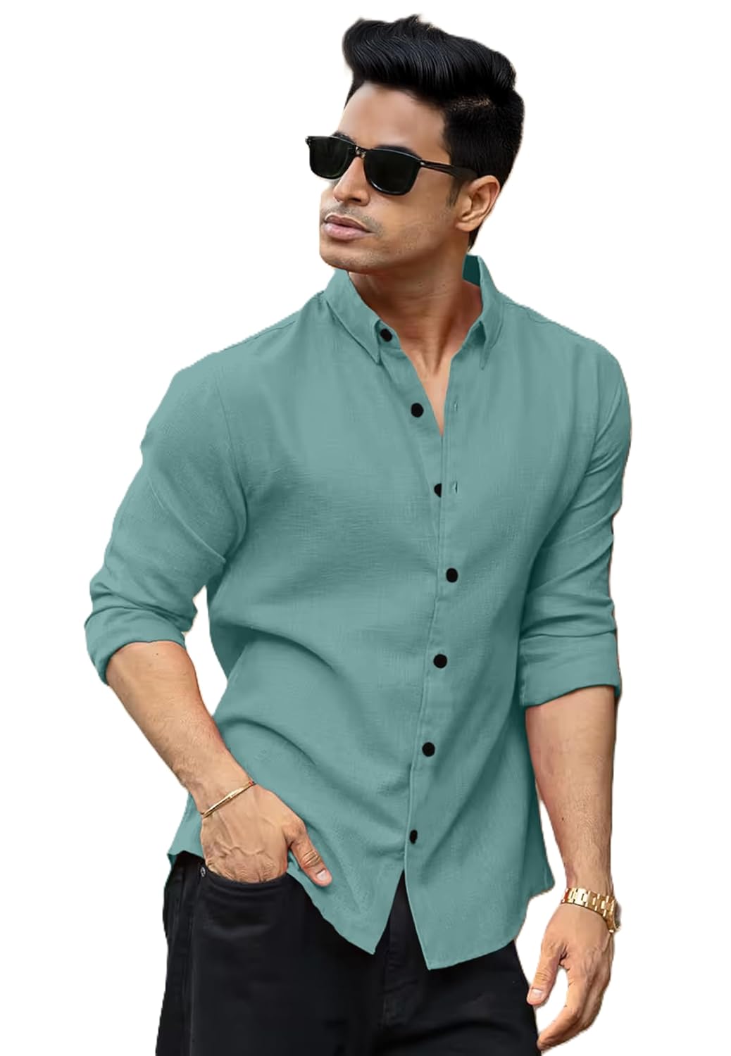 RAIZAX Men Linen Cotton Full Sleeve Shirt for Man