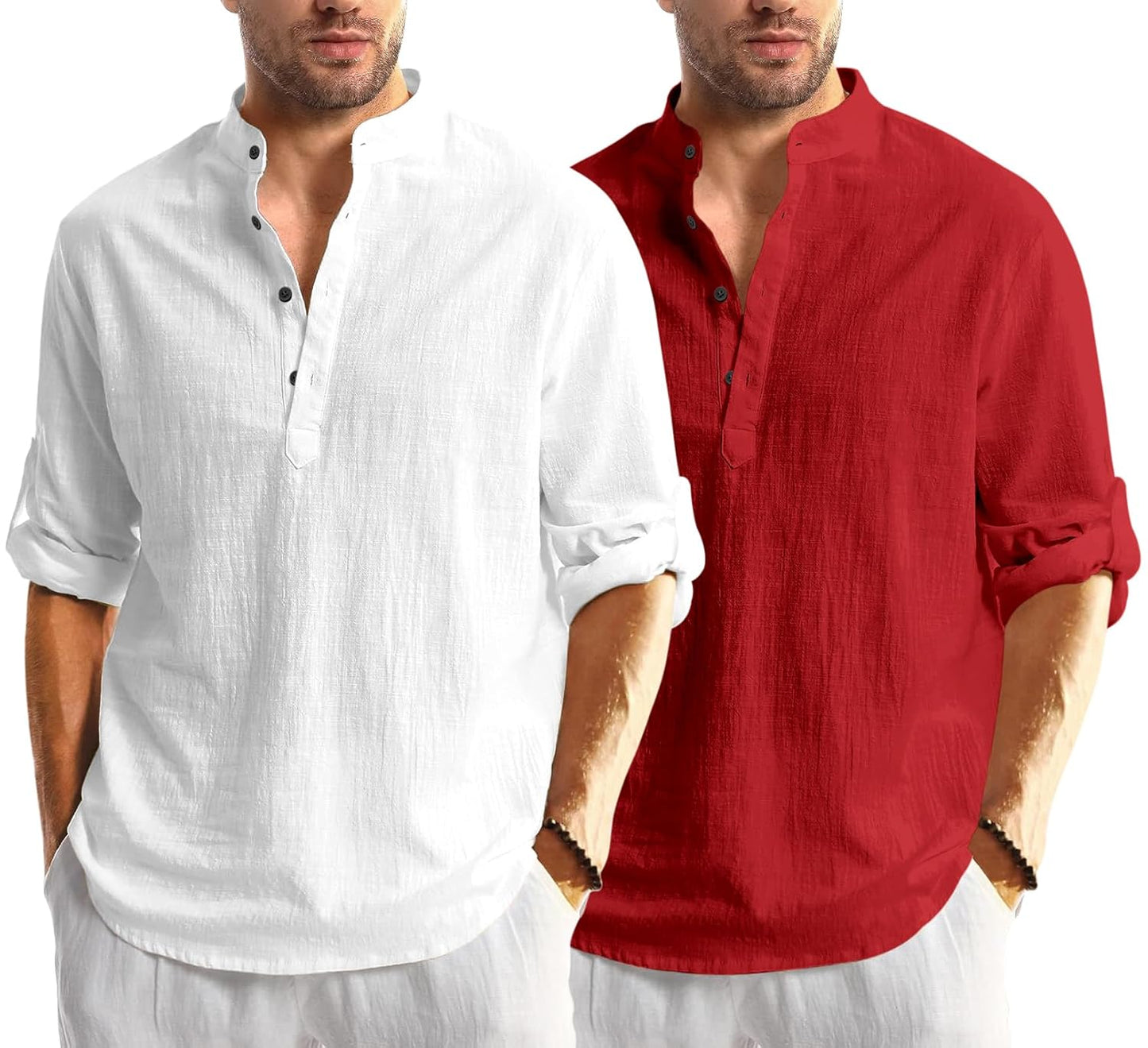 Men Solid Cotton Blend Straight Kurta Shirt Pack of 2