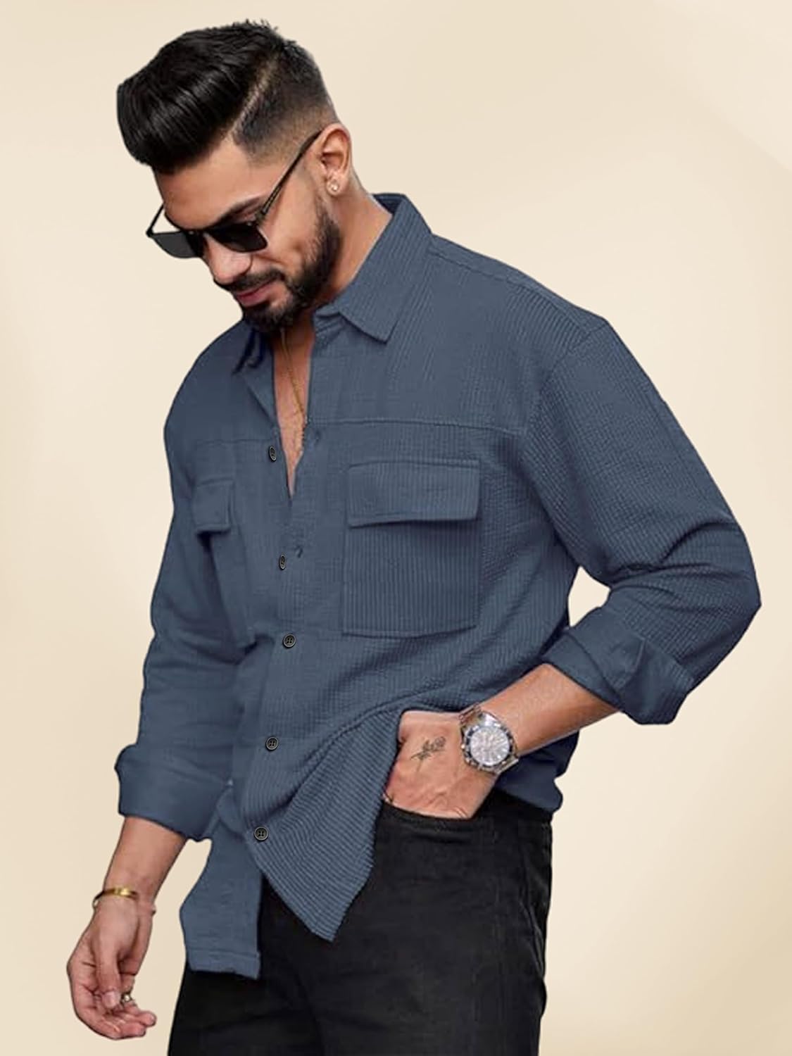 IndoPrimo Men's Regular Fit Fancy Double Pocket