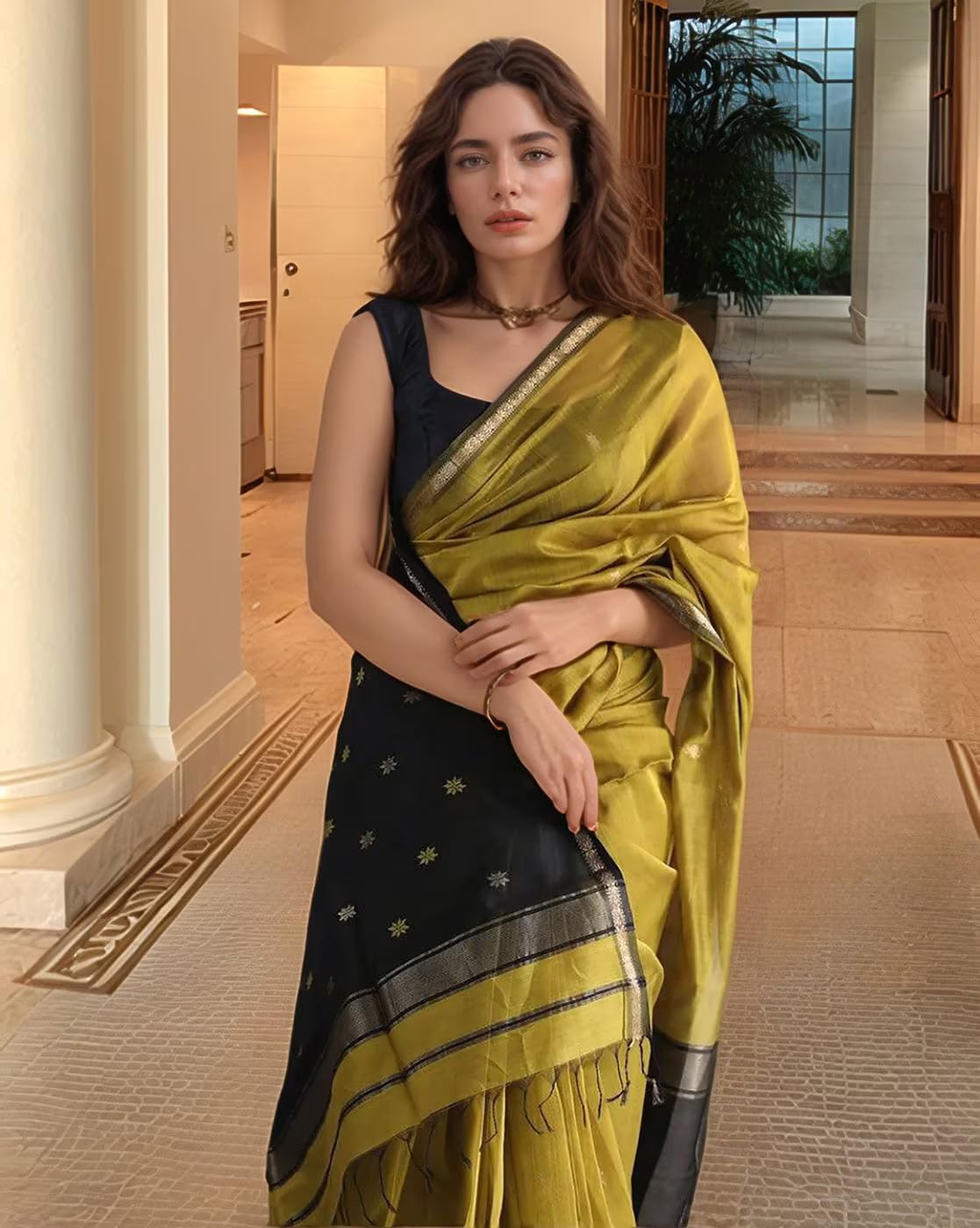 Women’s Printed Banarasi Cotton Silk Saree