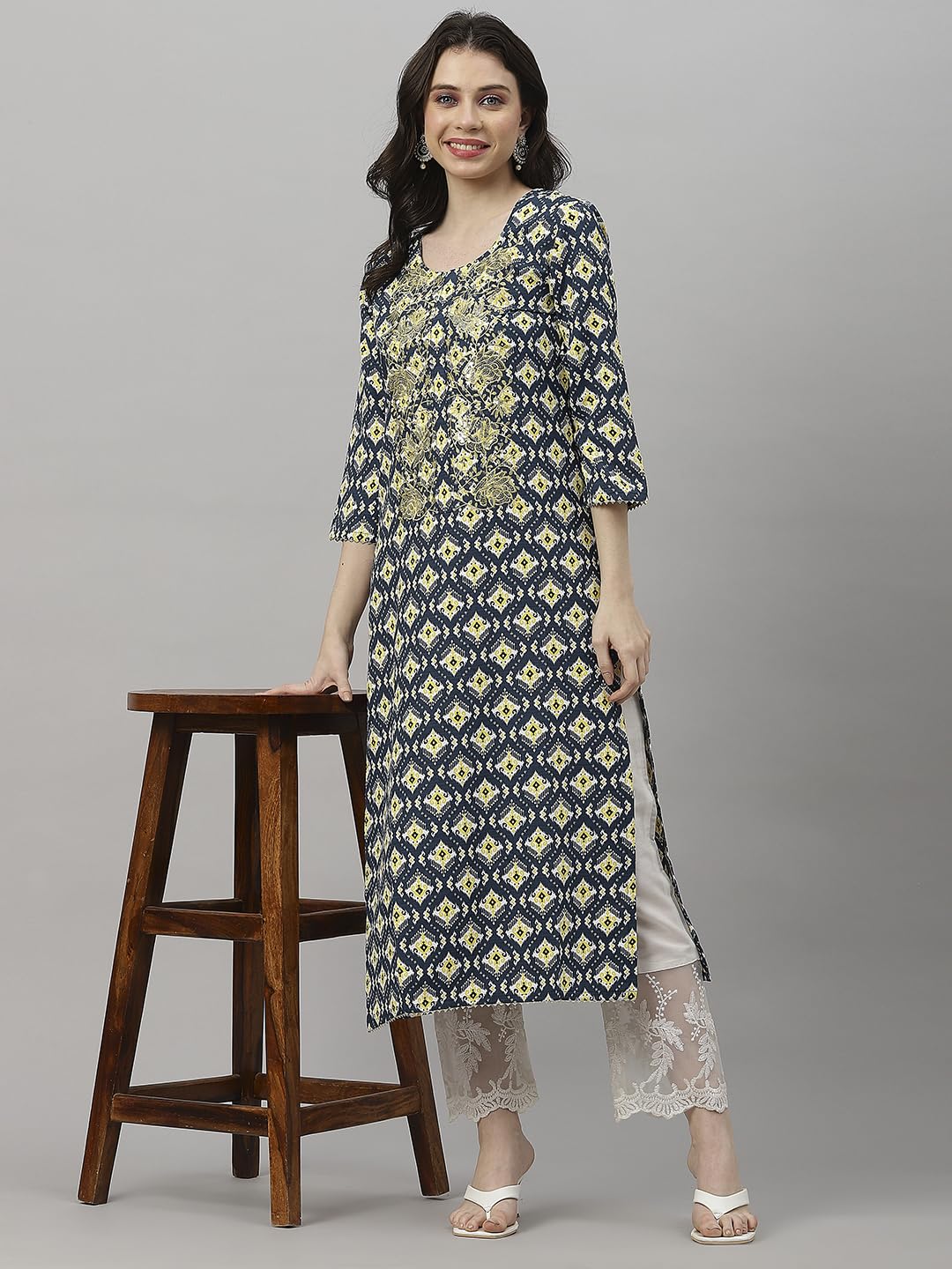 ANNI DESIGNER Women's Cotton Blend Regular Fit Kurta