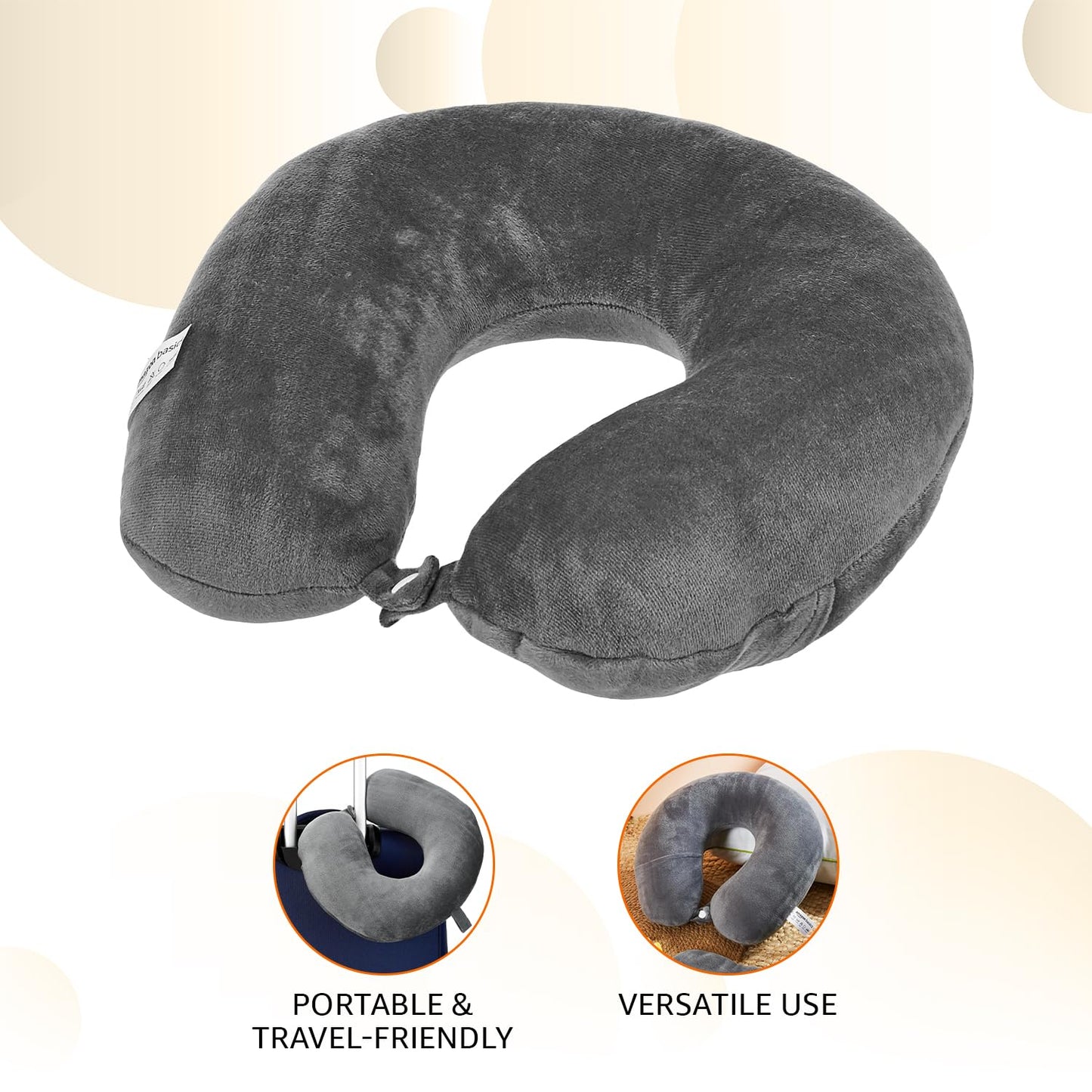 amazon basics Travel Neck Pillow | Soft Velvet Fabric