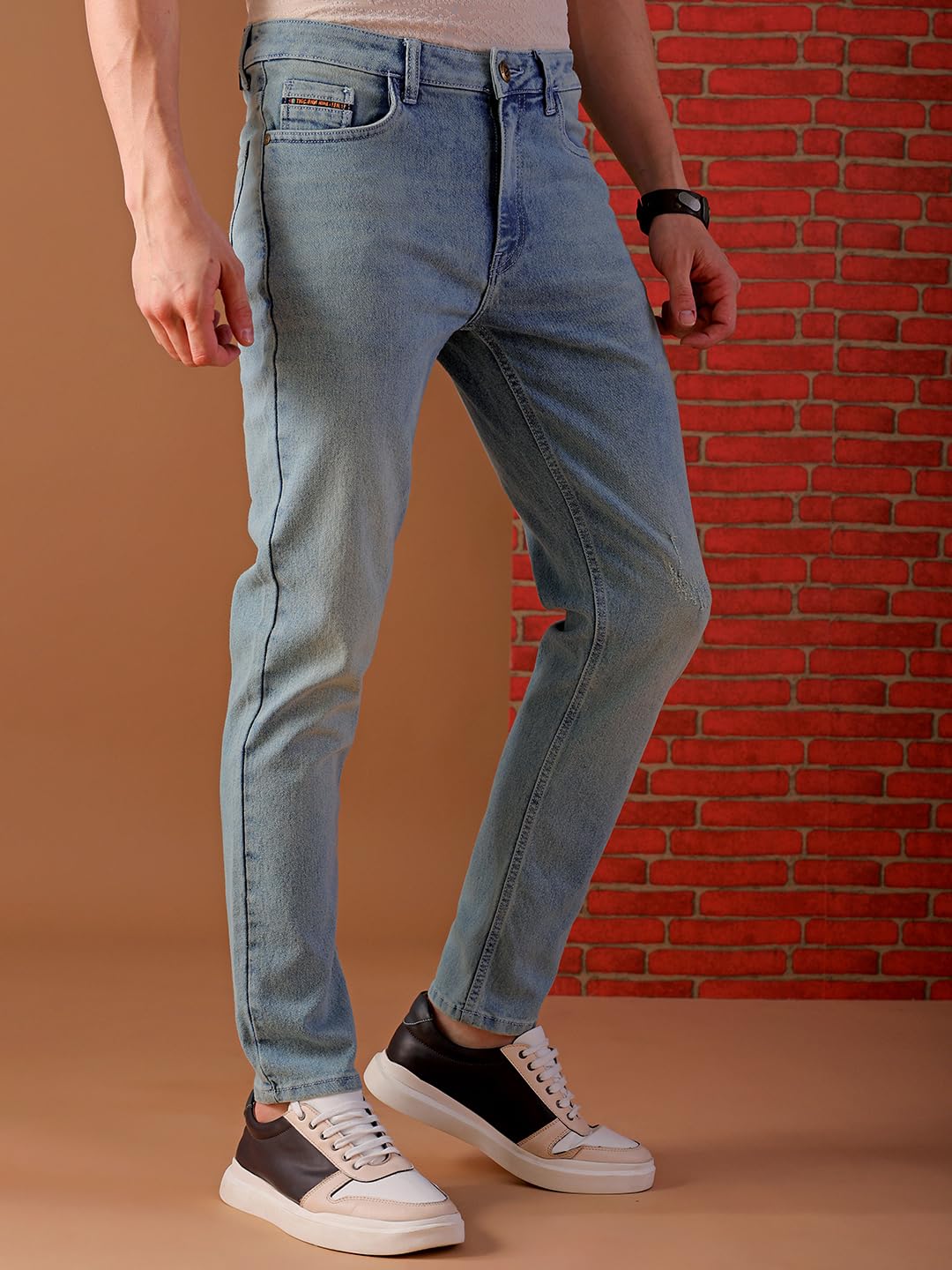 The Indian Garage Co Men Mid Rise Slim Fit Solid